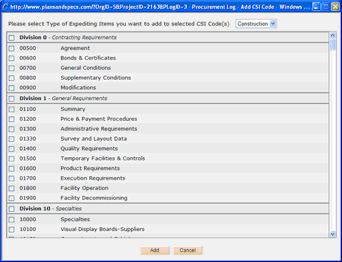 Expediting Log PopUp Screen Chose Log Type